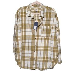 Universal Thread Green | Brown Long Sleeve Button Down Plaid Shirt Women's Large